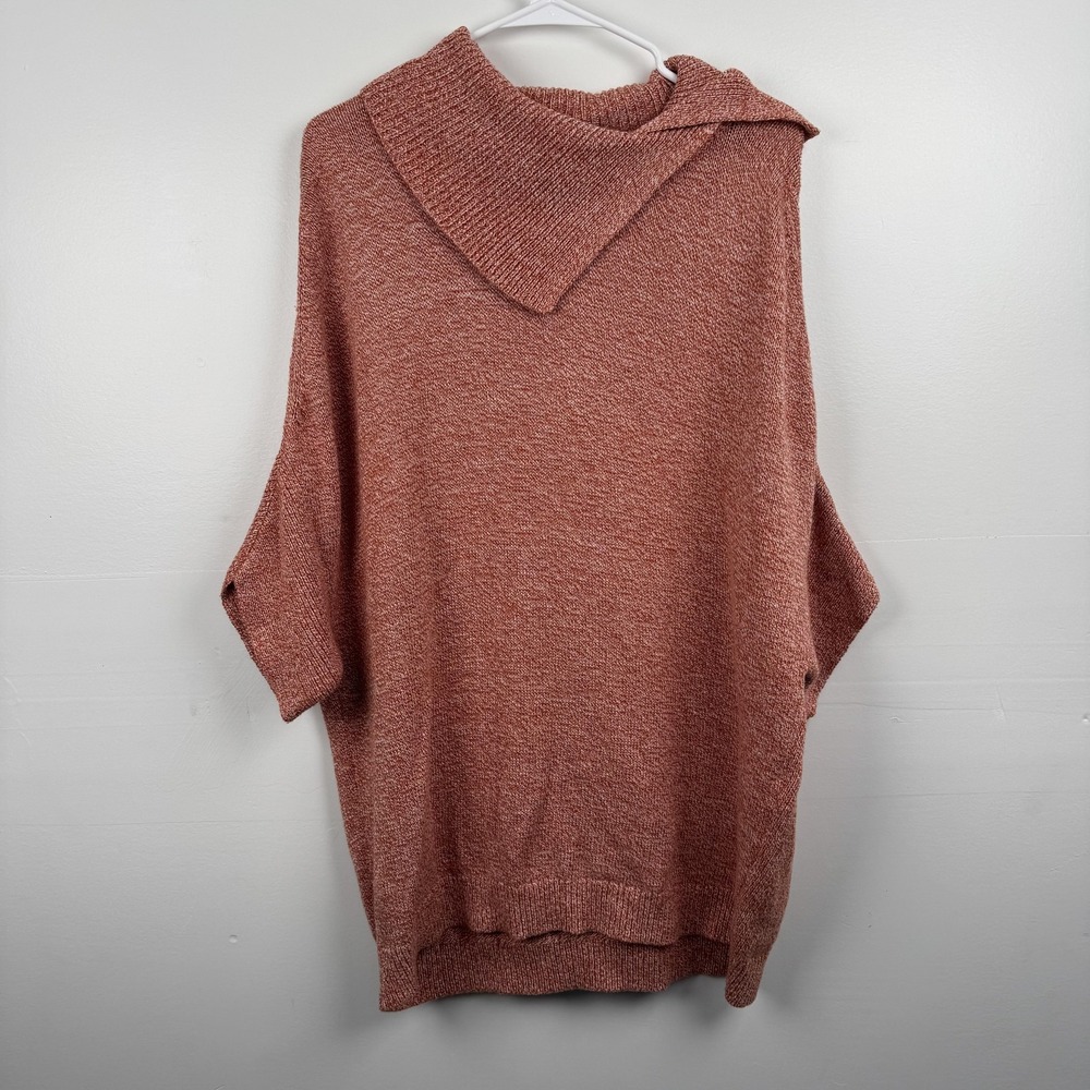 cabi Sweater Womens Medium Rust Heather Dolman Cowl Neck Asymmetric Collar 9011